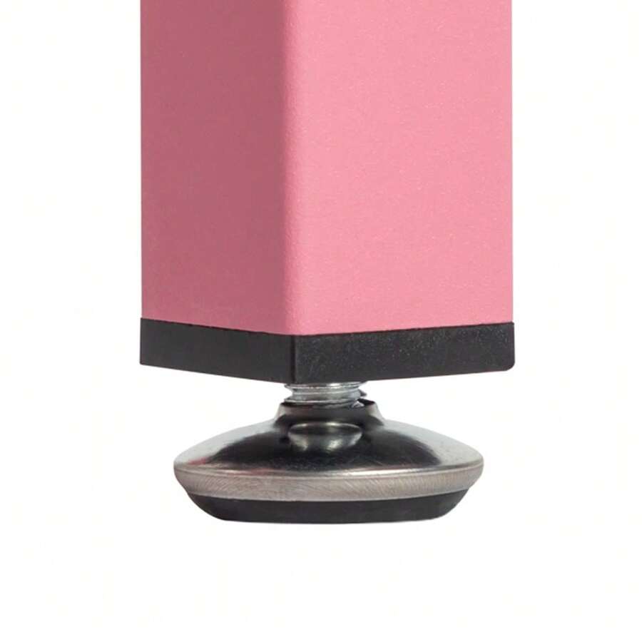 Pink Folding Manicure Desk with Storage and Wheels