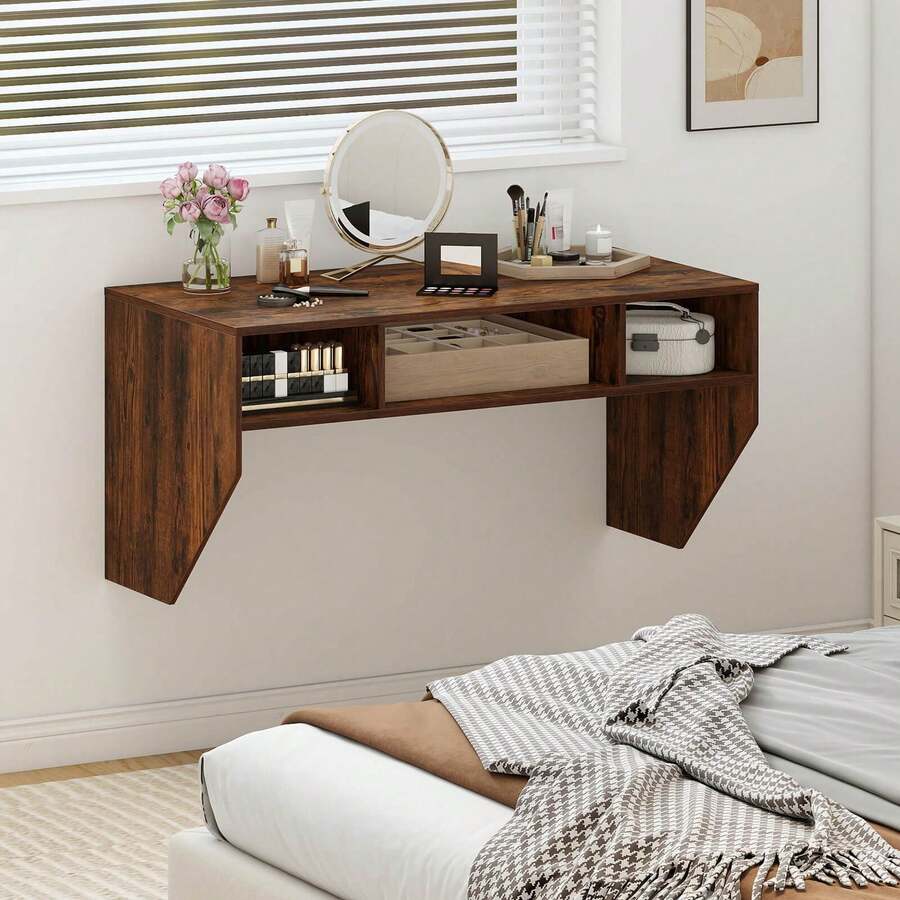 Wall-Mounted Computer Desk Home Office Floating Study Table With Spacious Tabletop