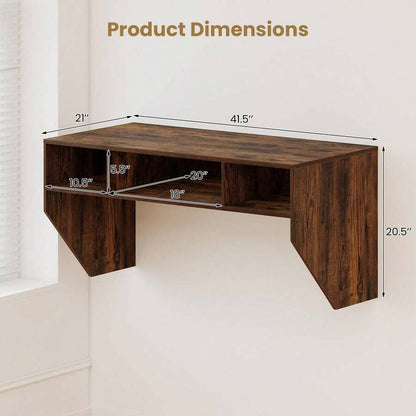 Wall-Mounted Computer Desk Home Office Floating Study Table With Spacious Tabletop