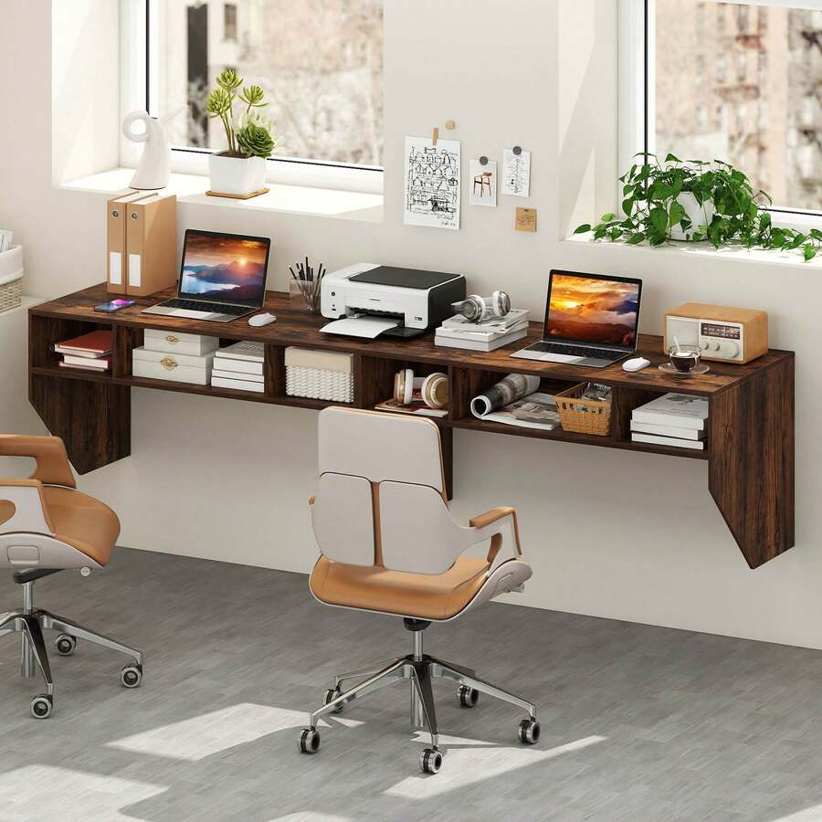Wall-Mounted Computer Desk Home Office Floating Study Table With Spacious Tabletop