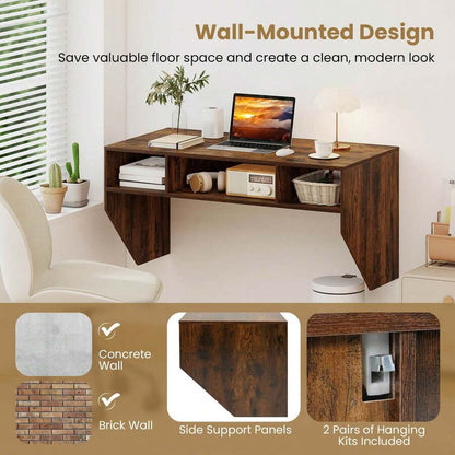 Wall-Mounted Computer Desk Home Office Floating Study Table With Spacious Tabletop