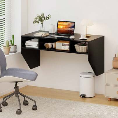 Wall-Mounted Computer Desk Home Office Floating Study Table With Spacious Tabletop