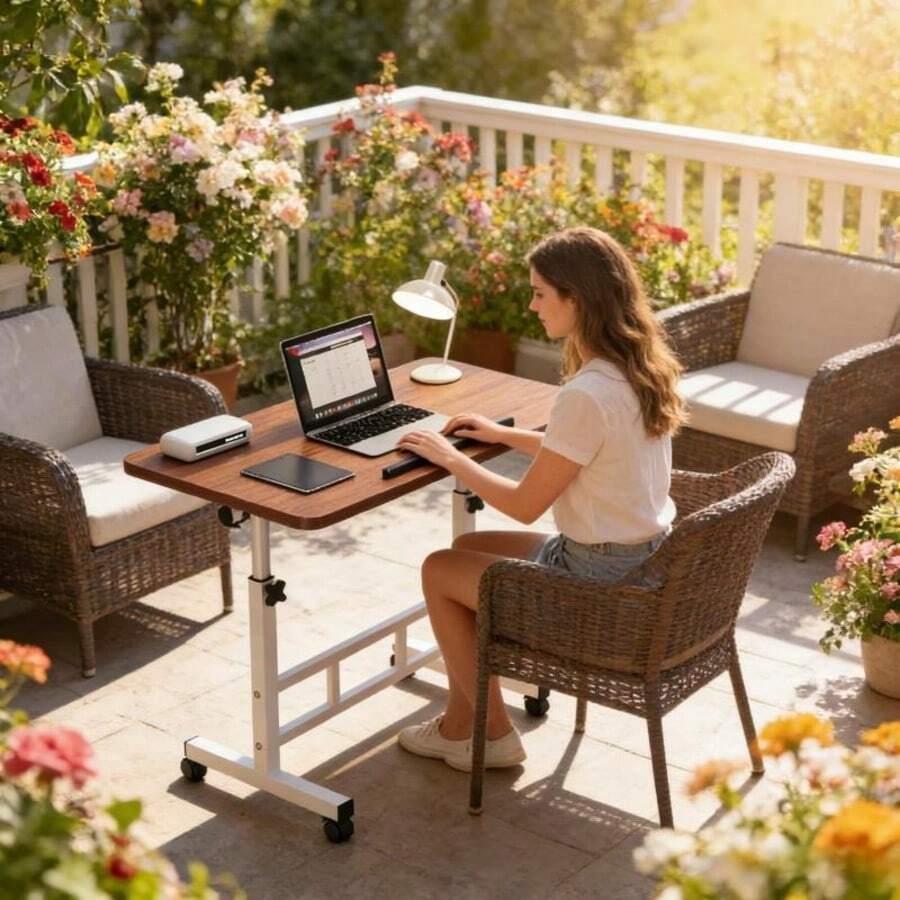 Three Home Desktop Computer Desks In Various Colors. Foldable, Rotatable, And Movable Design, Suitable For Bedside Use And In-Bed Settings. Ideal For Lazy People To Work Or Study. Minimalist Style, Space-Saving, Sturdy Support For Computers And Books