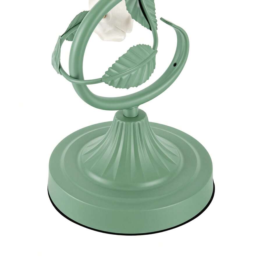 Yoencyme White Green Rose Table Lamp, Cord Glass Ceramic Shade Desk Light, Swan-Neck Bedside Lamp, Home Hotel Bedroom Living Room Decor Light With 7.48" Wide Bent Glass Lampshade, 20" Height