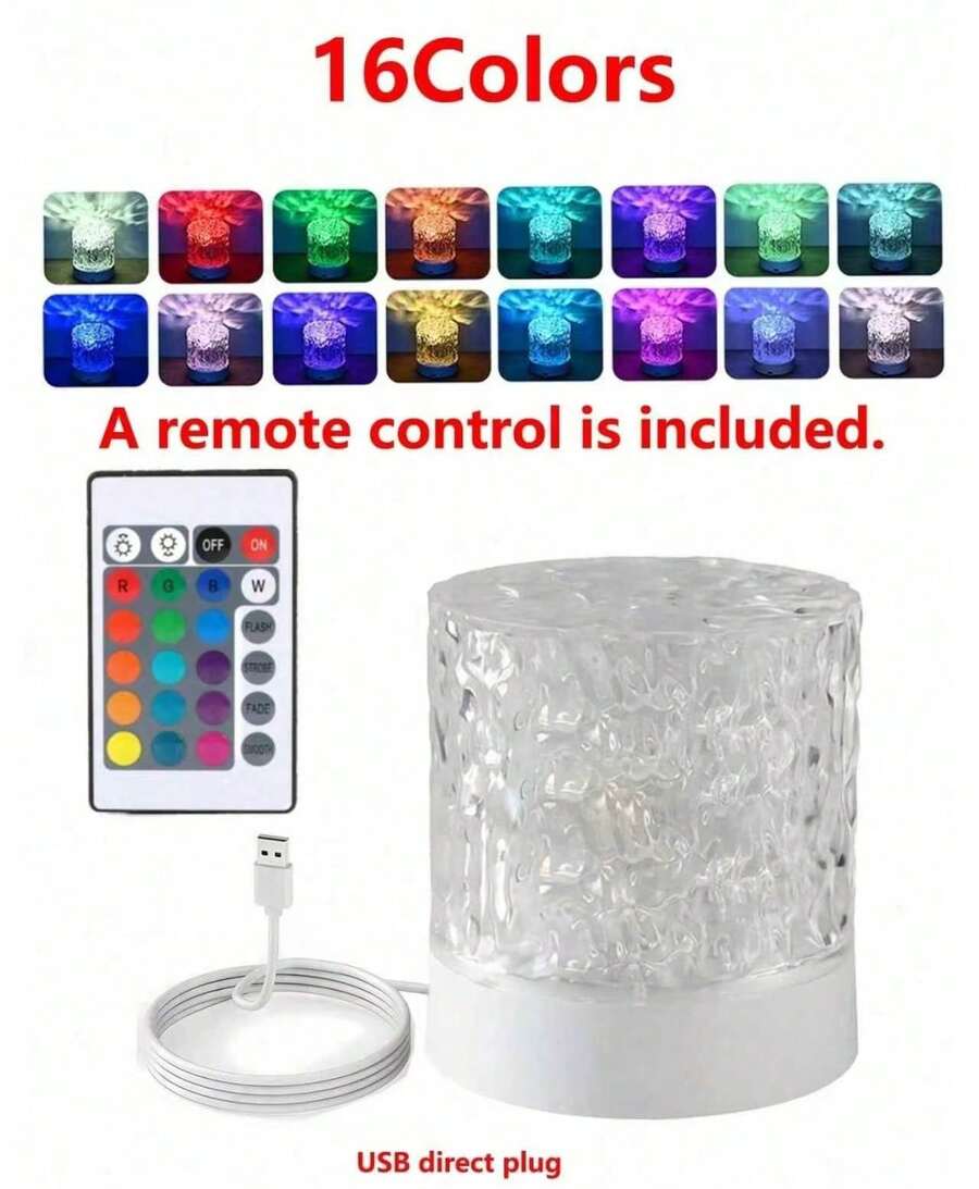 USB Crystal Ripple RGB Night Light with Remote