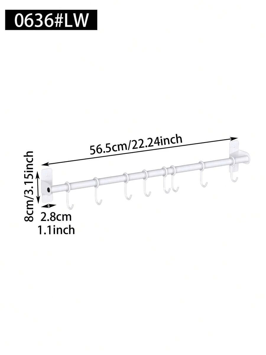 Kitchen Wall Mount Utensil Hanging Rail,Sliding Movable Hooks Storage Rod,Kitchen Spoon Spatula Cooking Tool Organizer Rack,Wall Mount Rail With Sliding Hooks,Multi-Use Kitchen Storage Organizer For Cookware And Dish Towels