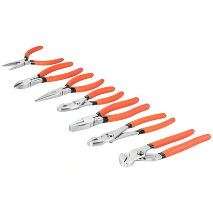 Pliers Set 7-Piece Utility Set Polished Carbon Steel Jaw Hand Tools, For DIY & Home Use, 8" Groove Joint, 7" Combination, 6" Diagonal, 6"/8" Slip Joint, 4.5"/6" Long Nose Pliers, Non-Slip Grips