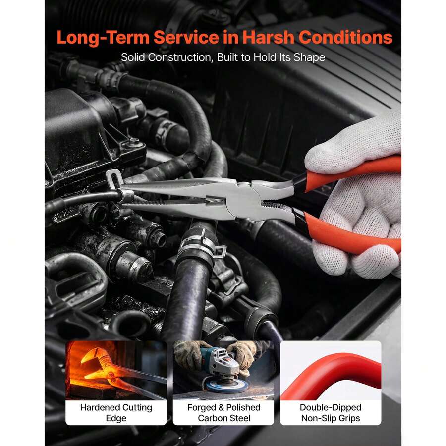 Pliers Set 7-Piece Utility Set Polished Carbon Steel Jaw Hand Tools, For DIY & Home Use, 8" Groove Joint, 7" Combination, 6" Diagonal, 6"/8" Slip Joint, 4.5"/6" Long Nose Pliers, Non-Slip Grips