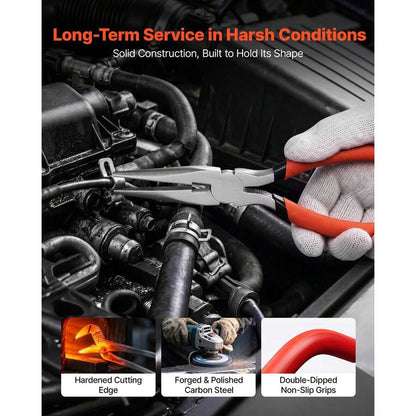Pliers Set 7-Piece Utility Set Polished Carbon Steel Jaw Hand Tools, For DIY & Home Use, 8" Groove Joint, 7" Combination, 6" Diagonal, 6"/8" Slip Joint, 4.5"/6" Long Nose Pliers, Non-Slip Grips