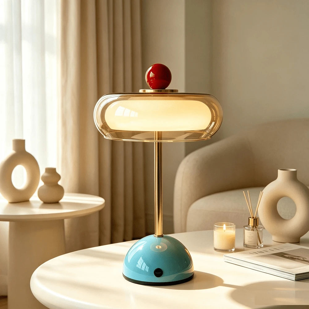 Cloud-Shaped Glass USB Bedside Lamp with Three Light Colors